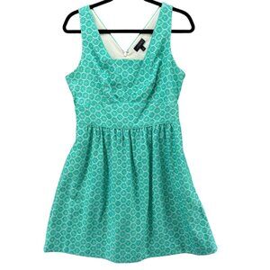 The Limited Mini Fit Flare Dress Green Lace Crochet Overlay Sleeveless Size 6